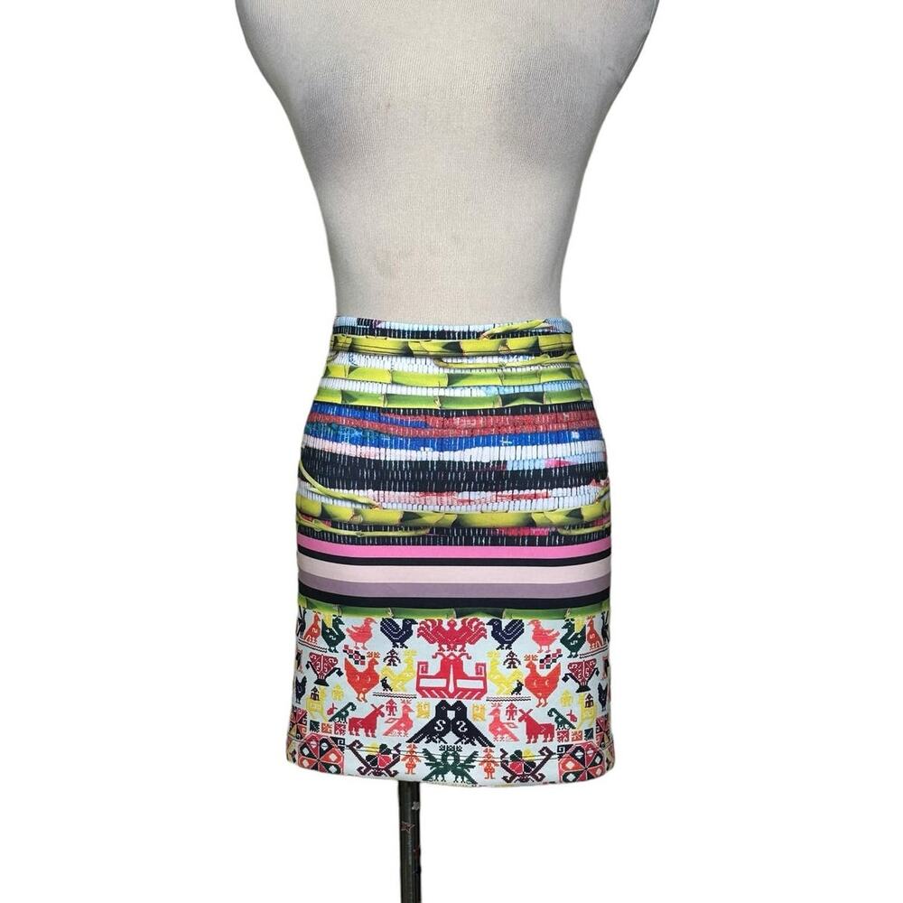 CLOVER CANYON Surf Shack neoprene mini pencil skirt size XS